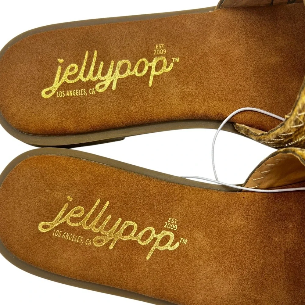 NWOT Jellypop Pucci Slide Sandals Woven Straw Upper Strap Slip On Casual‎ 7M